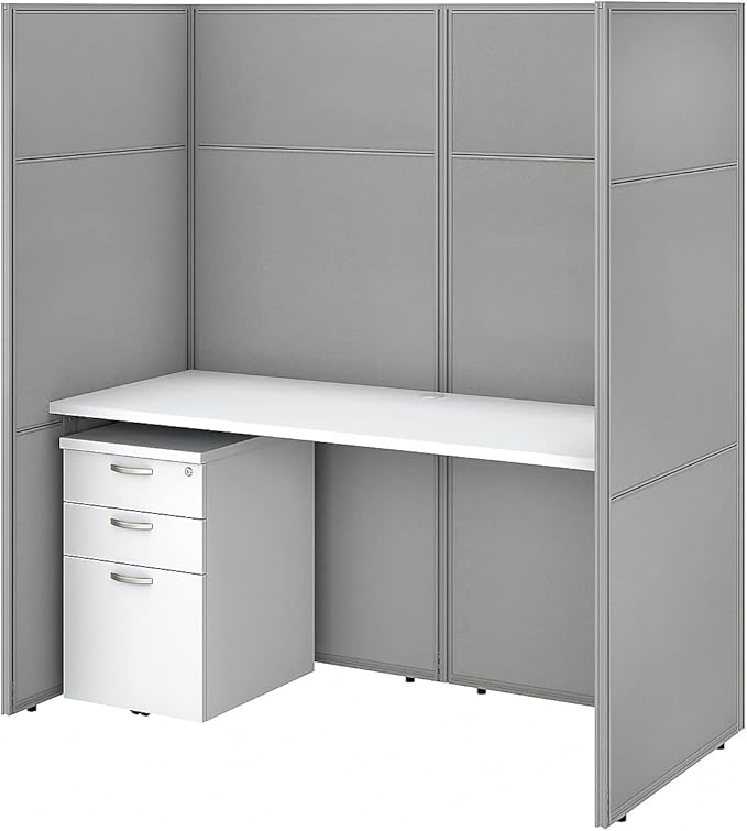 Furniture Easy Office Cubicle Desk with File Cabinet and 66H Closed Panels Workstation