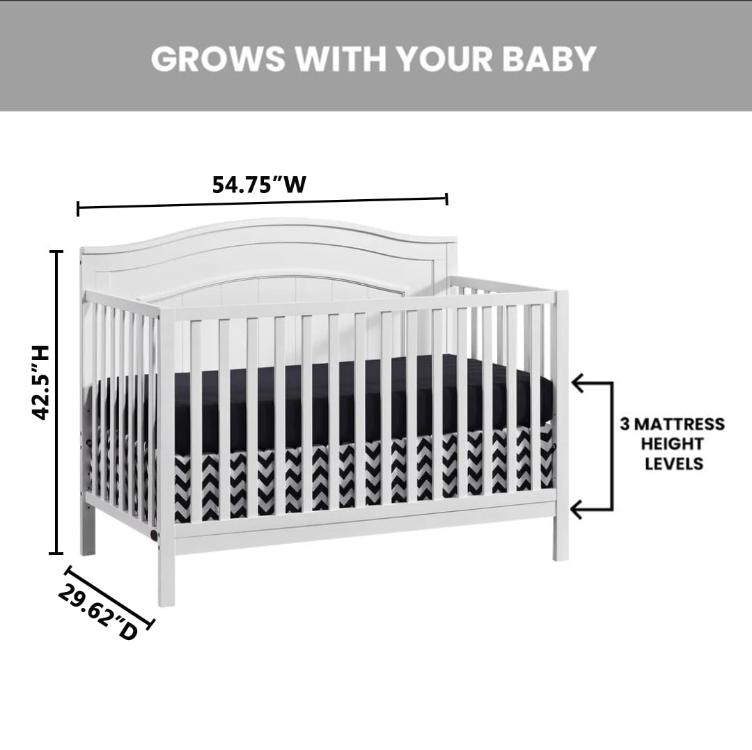 North Bay 4-in-1 Convertible Crib, Snow White, GreenGuard Gold Certified