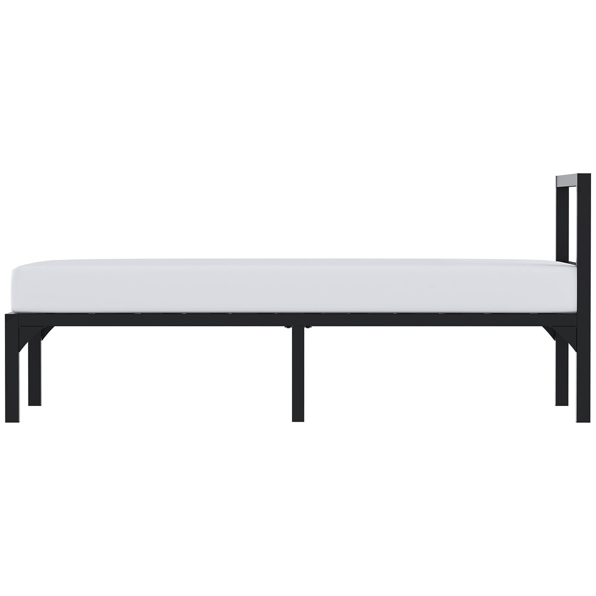 Twin Size Metal Bed Frame with Headboard, 14 Inch Wooden Slat Platform Bed