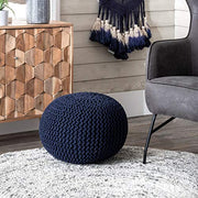 Ling Round Knit Ottoman Pouf 14" x 20" x 20"