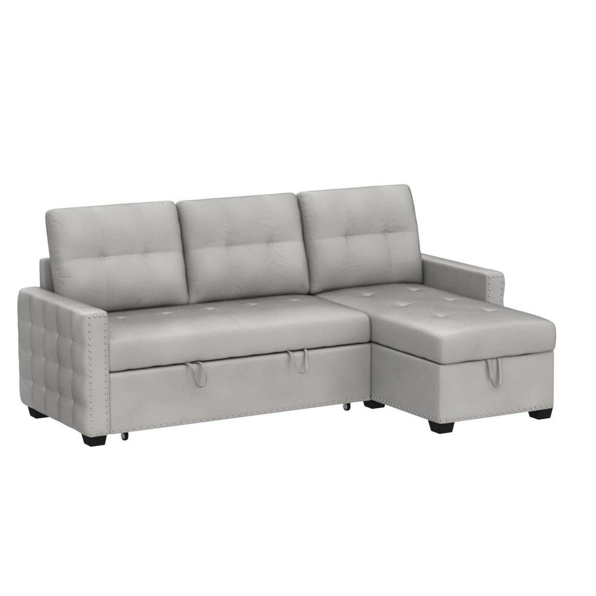 76.8'' Pull Out Sleeper Reversible Sectional Storage Sofa Bed, Convertible Velvet Corner Sofa Bed and Reversible