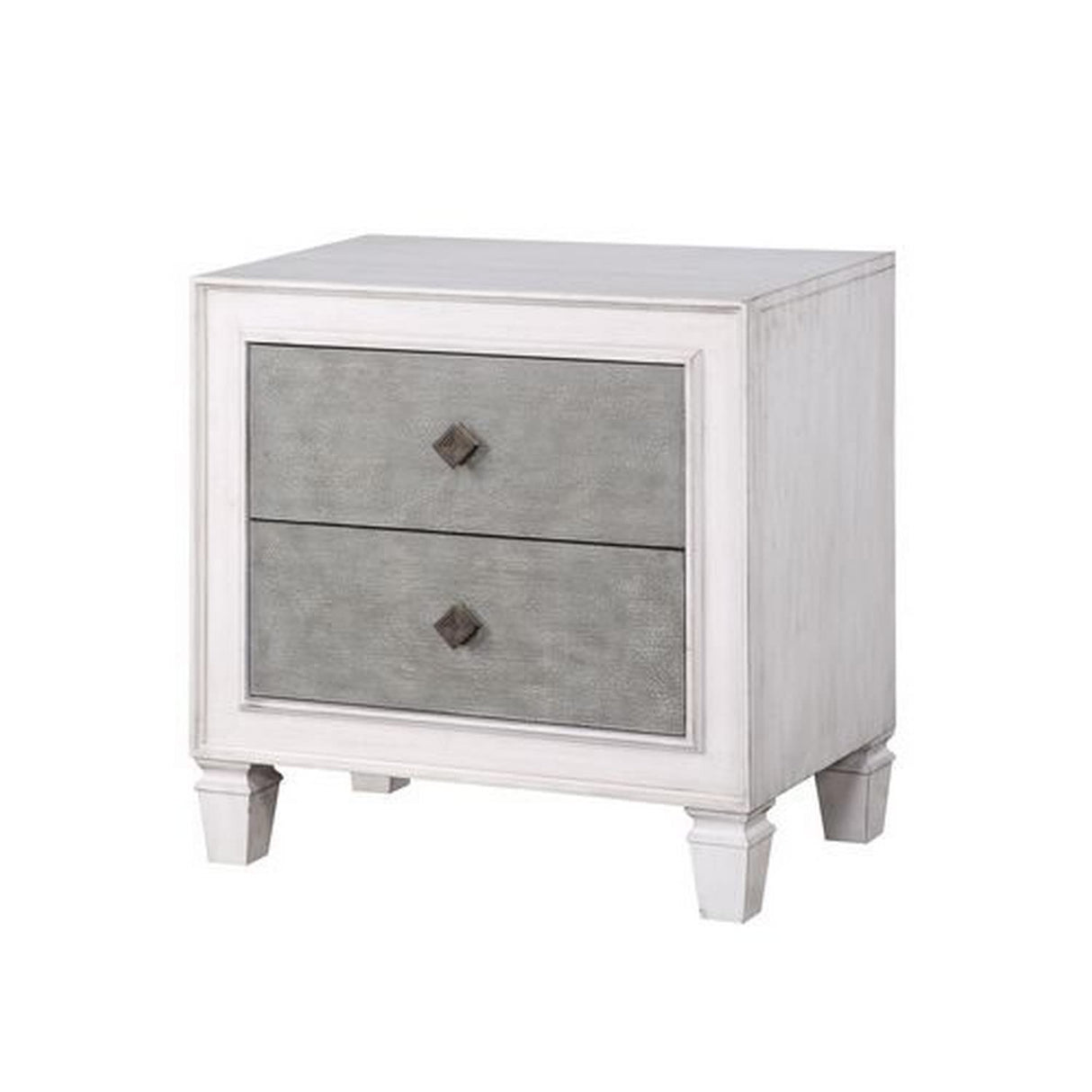 BM262113 Nightstand with 2 Drawers & Diamond Handle Gray