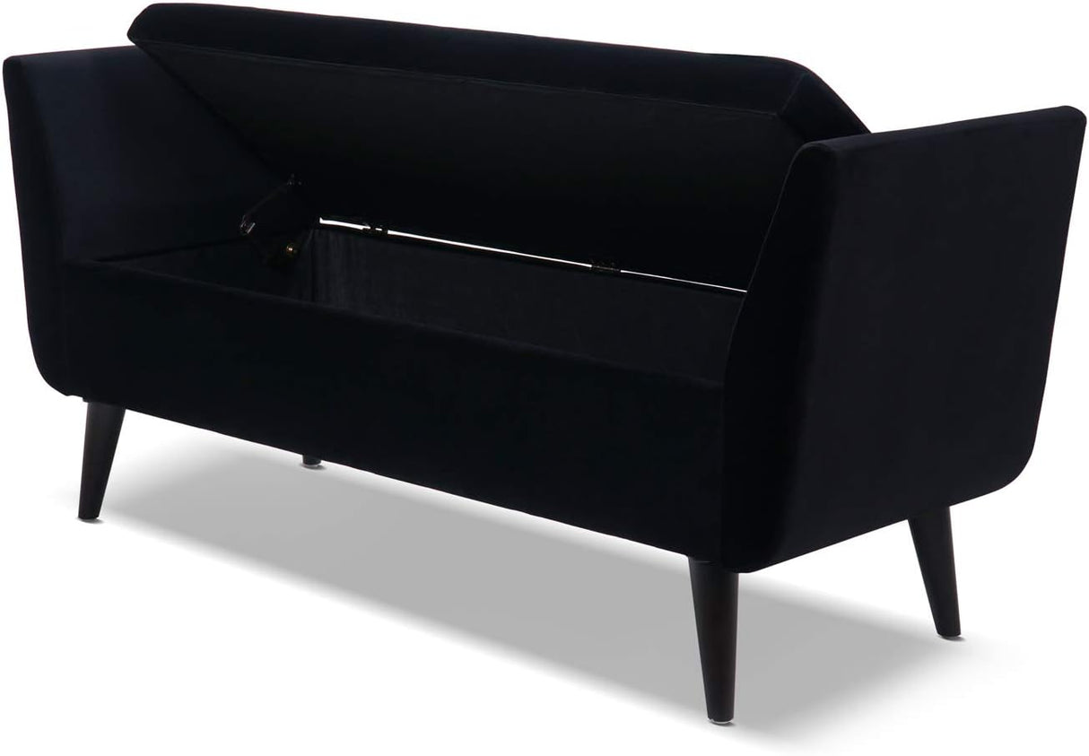 Duff 60" Mid-Century Modern Upholstered Entryway Storage Bench