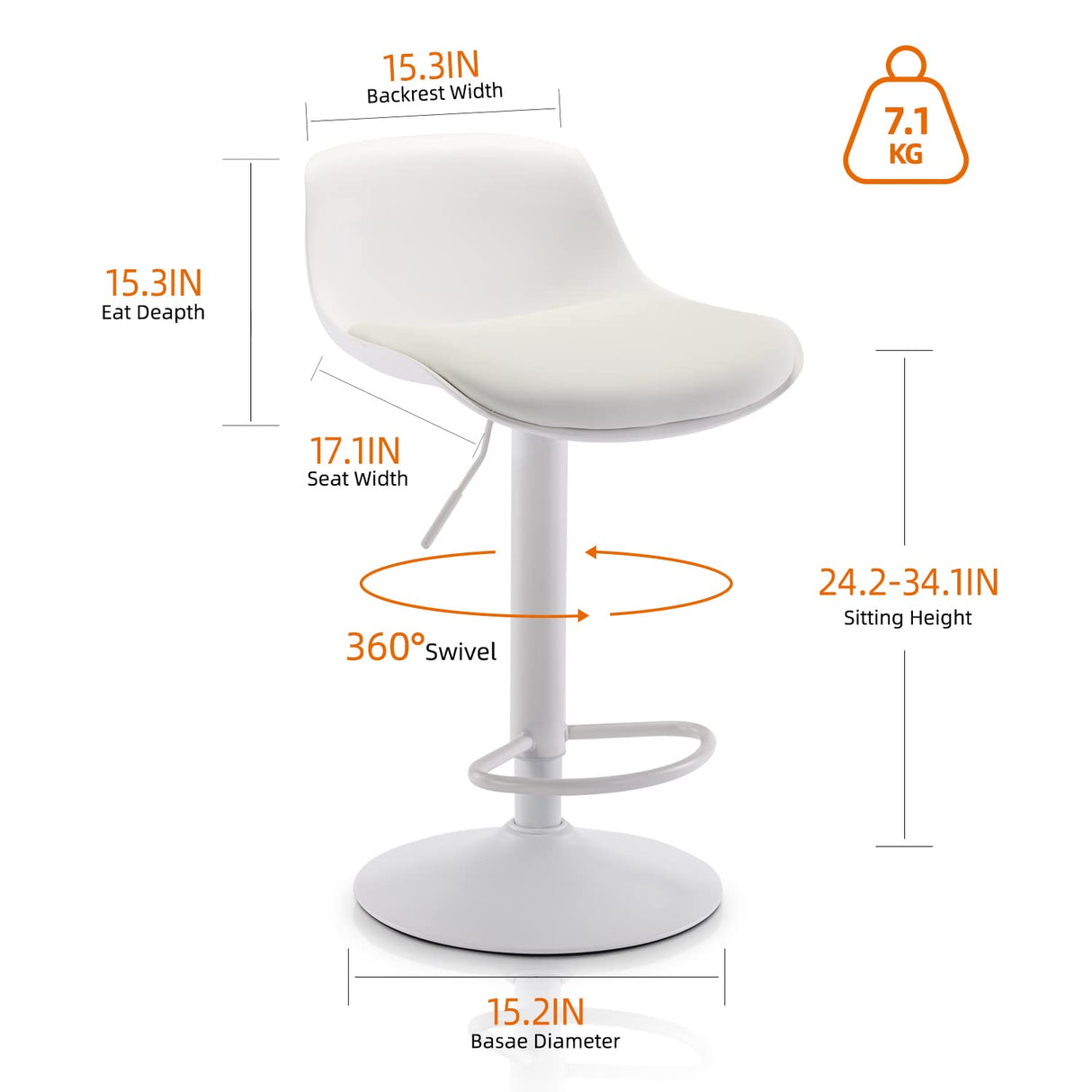 Bar Stools Set of 2, Modern Counter Height Bar Stools with Back and Soft Padded Seat