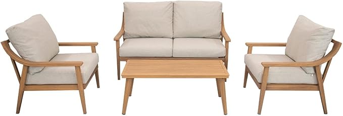 Genova 4-Piece Aluminum Conversation Set, All-Weather Outdoor Furniture for Patio