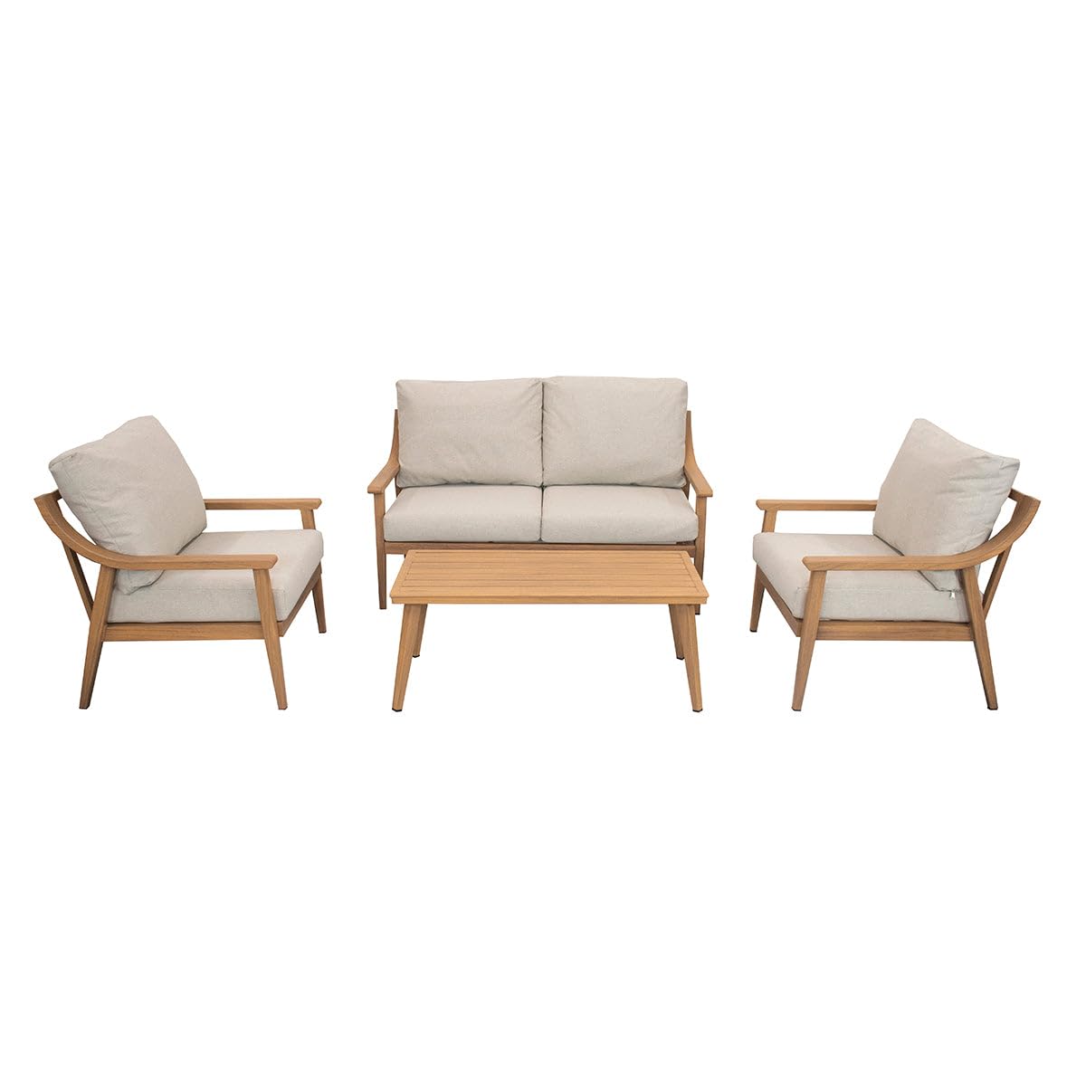 Genova 4-Piece Aluminum Conversation Set, All-Weather Outdoor Furniture for Patio