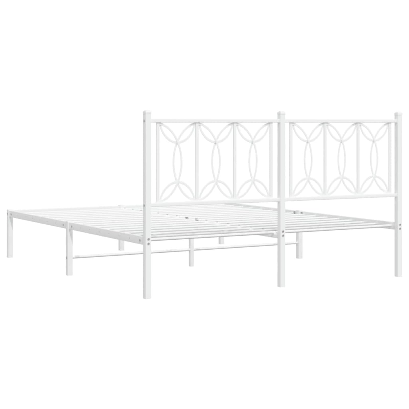 Tidyard Metal Bed Frame Without Mattress with Headboard White 59.1 x 78.7 Inch Platform Bed Frame, Easy Assembly Mattress Foundation for Bedroom Dorm Guest Room Style K