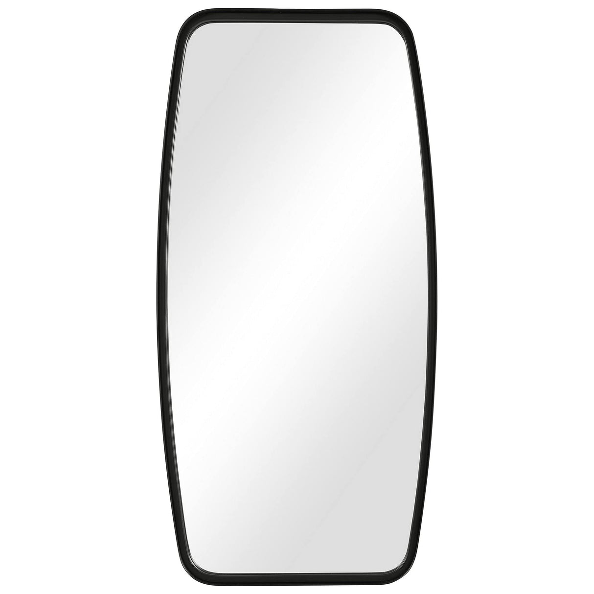 Rectangular Metal Frame Mirror with Curved Edges, Black