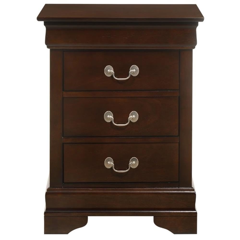 Louis Phillipe 3 Drawer Nightstand in Cappuccino