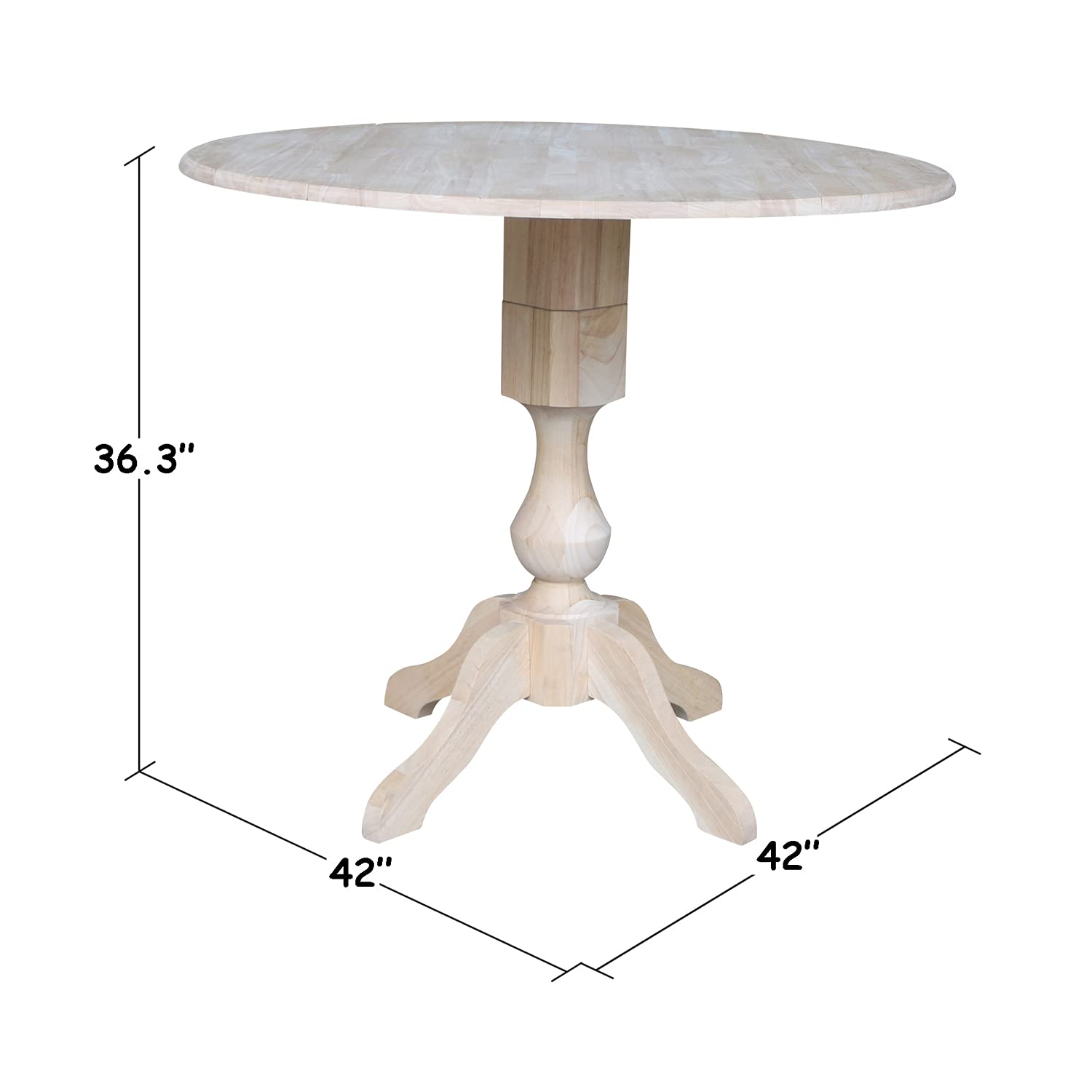 International Concepts 42 in. Round Dual Drop Leaf Pedestal Dining Table,