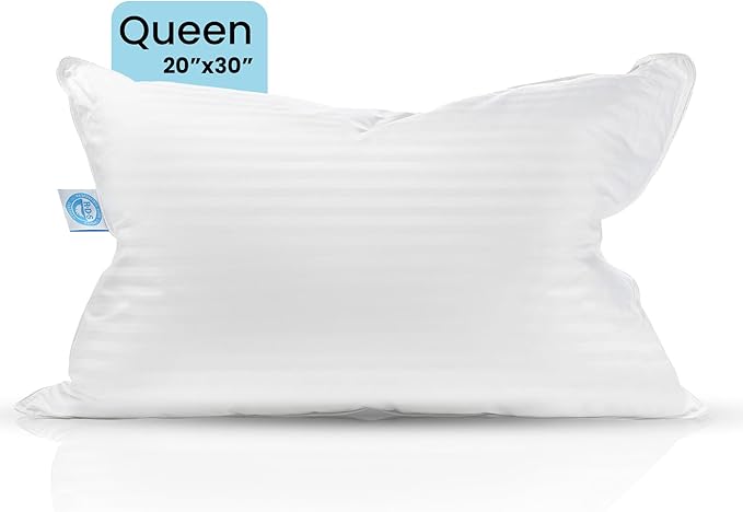 King Size 20x36 Inch Medium Support Goose Feather Down Pillows
