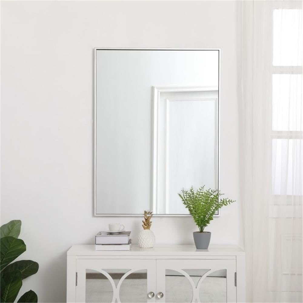 36" x 27" Contemporary Metal Frame Mirror in Silver