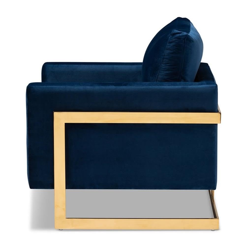 Matteo Velvet Fabric with Gold Finish Accent Chair in Royal Blue