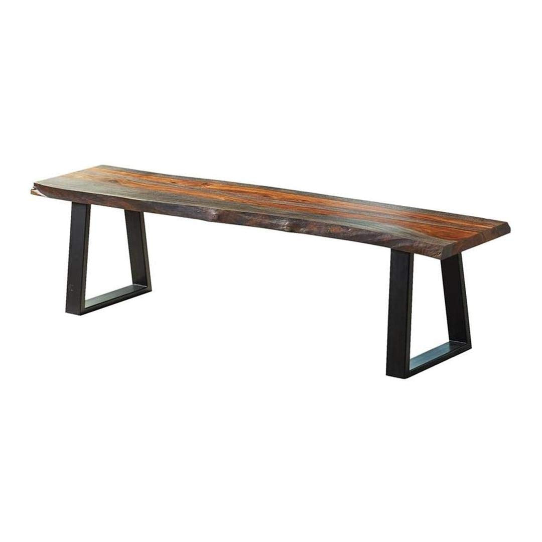 Live Edge Dining Bench Grey and Black