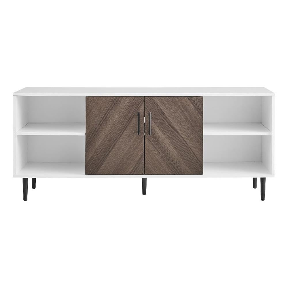 Caye Modern 2-Door Bookmatch TV Stand for TVs up to 65 Inches 58 Inch Ash Brown