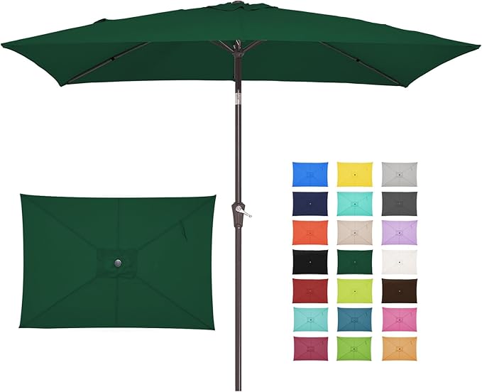 6.5x10 ft Rectangular Patio Umbrellas Outdoor Market Umbrella with Push Button