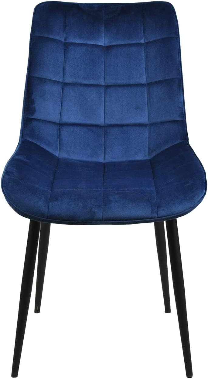Navy Blue Velvet Dining Chairs Set of 4 with Metal Legs - No Assembly Required