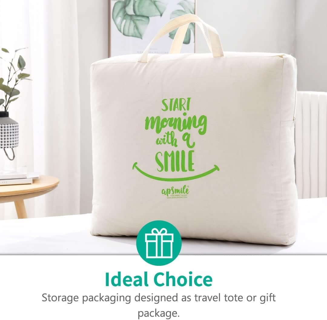 APSMILE Goose Feathers Down Comforter Queen Size, Hotel Collection All Season Duvet Insert, 750 Fill-Power, Ultra-Soft Fluffy Medium Warmth, Baffle Box Quilted with Corner Tabs (90x90, White)