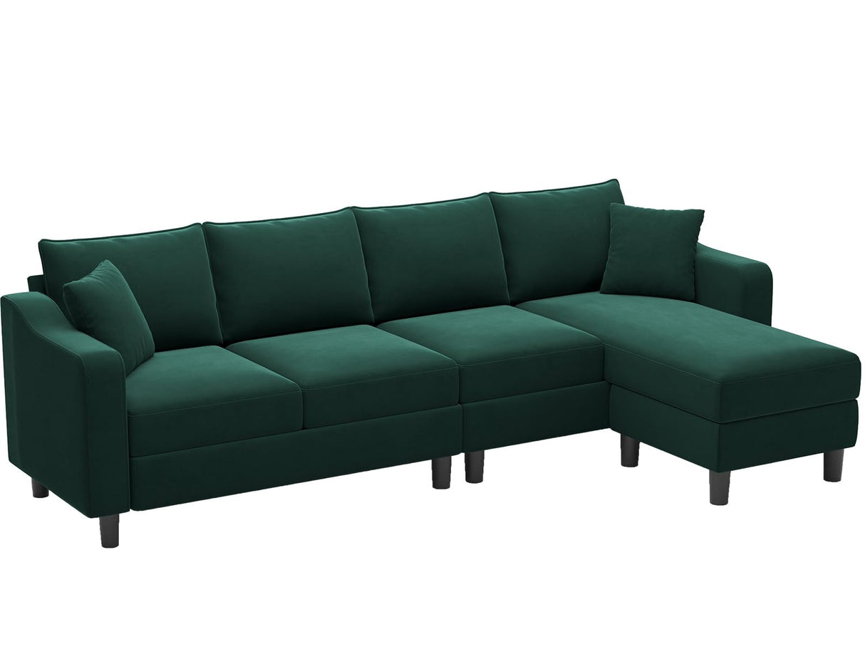 Velvet Convertible Sectional Sofa L Shaped Couch Reversible Sectional Sofa