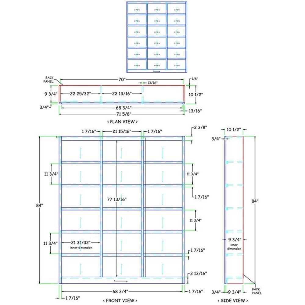 " Tall 18-Shelf Triple Wide Wood Bookcase in Dry Oak
