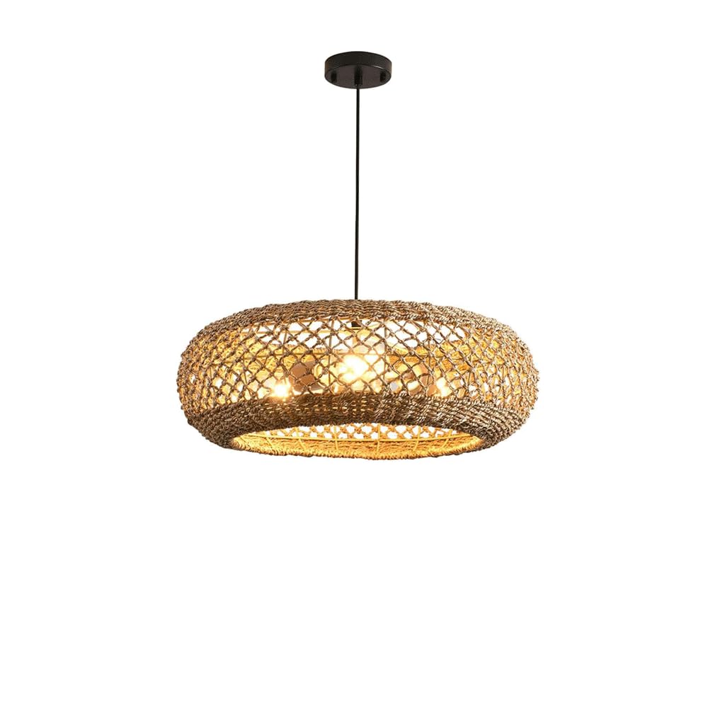 Chinese Zen Living Room Pendant Light Handmade Rattan Hanging Lamp