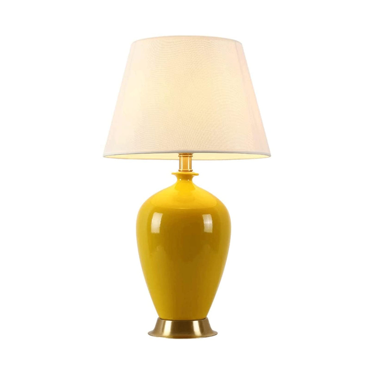 POCHY Table Lamp Table Lamp Luxurious Ceramic Bedside Lamp Fabric Lampshade Desk Lamp Button Switch Desk Light Copper Base Nightstand Lamp Simple Elegant