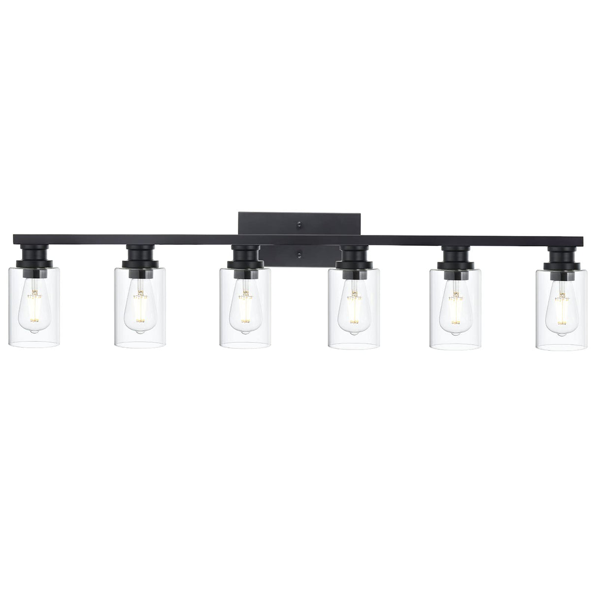 6 Light Classic Bathroom Vanity Lighting Fixture,Matte Black Indoor Metal Wall Mount Light