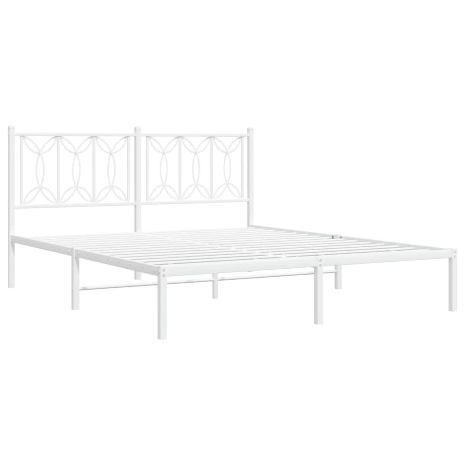 Tidyard Metal Bed Frame Without Mattress with Headboard White 59.1 x 78.7 Inch Platform Bed Frame, Easy Assembly Mattress Foundation for Bedroom Dorm Guest Room Style K