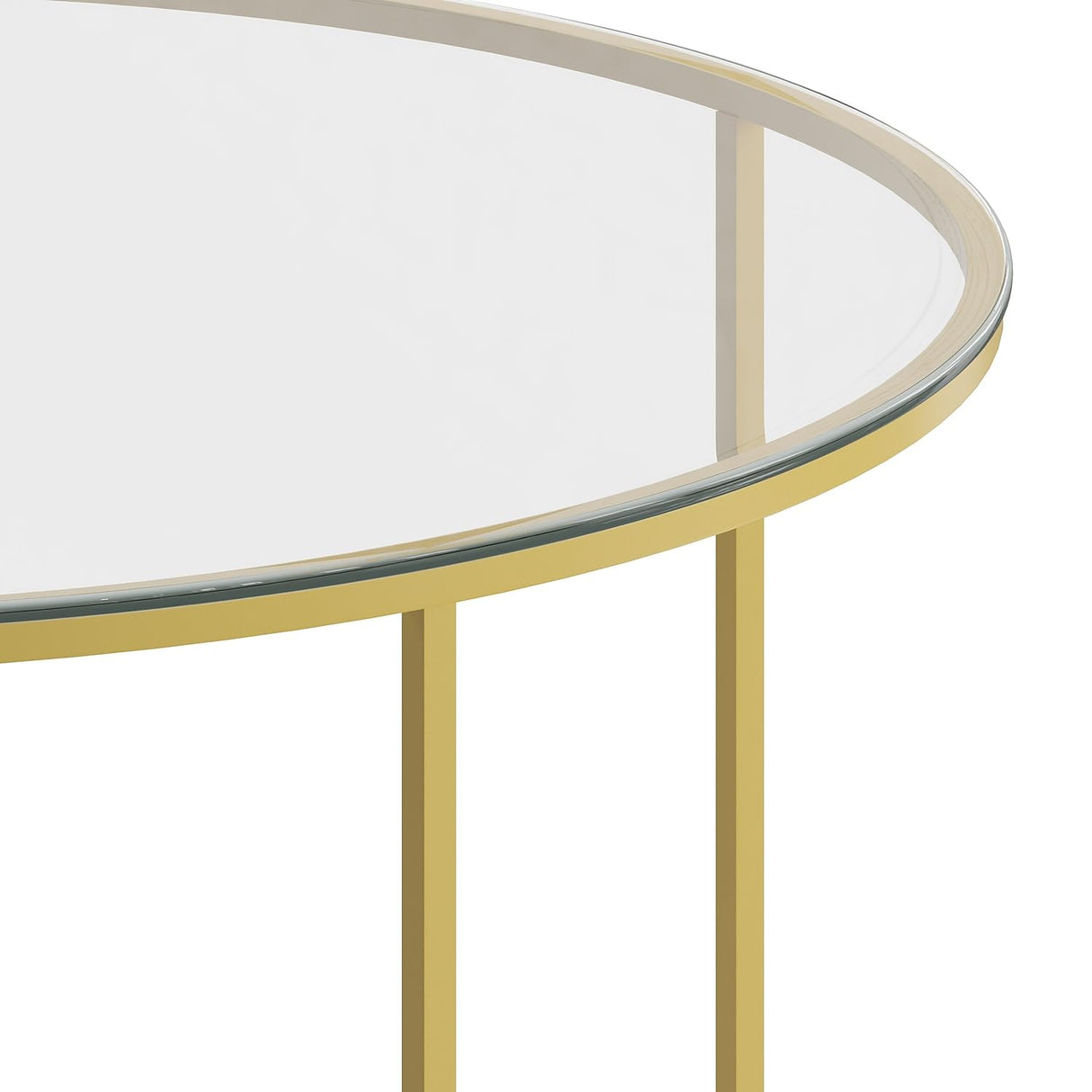 Flash Furniture Greenwich Collection Coffee Table - Modern Clear Glass Coffee Table - Crisscross Brushed Gold Frame