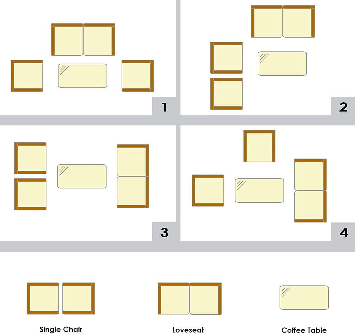 4 Pieces Patio Wicker Conversation Furniture
