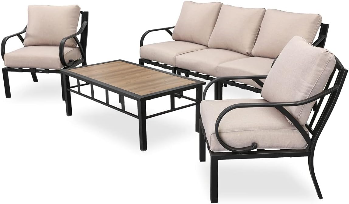 Patio Conversation Set Cushioned Outdoor Furniture Sets Metal All Weather Frame