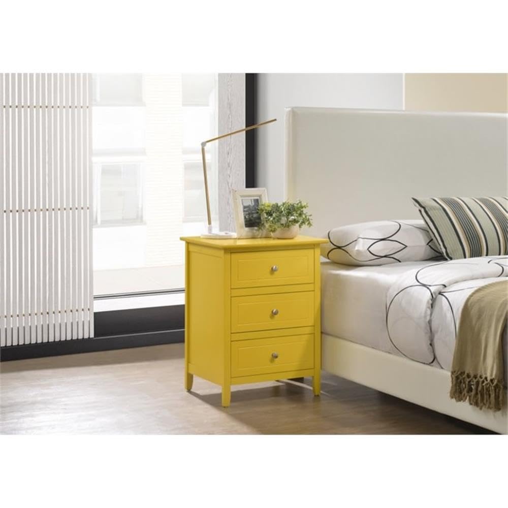 3 Drawer Nightstand in Yellow