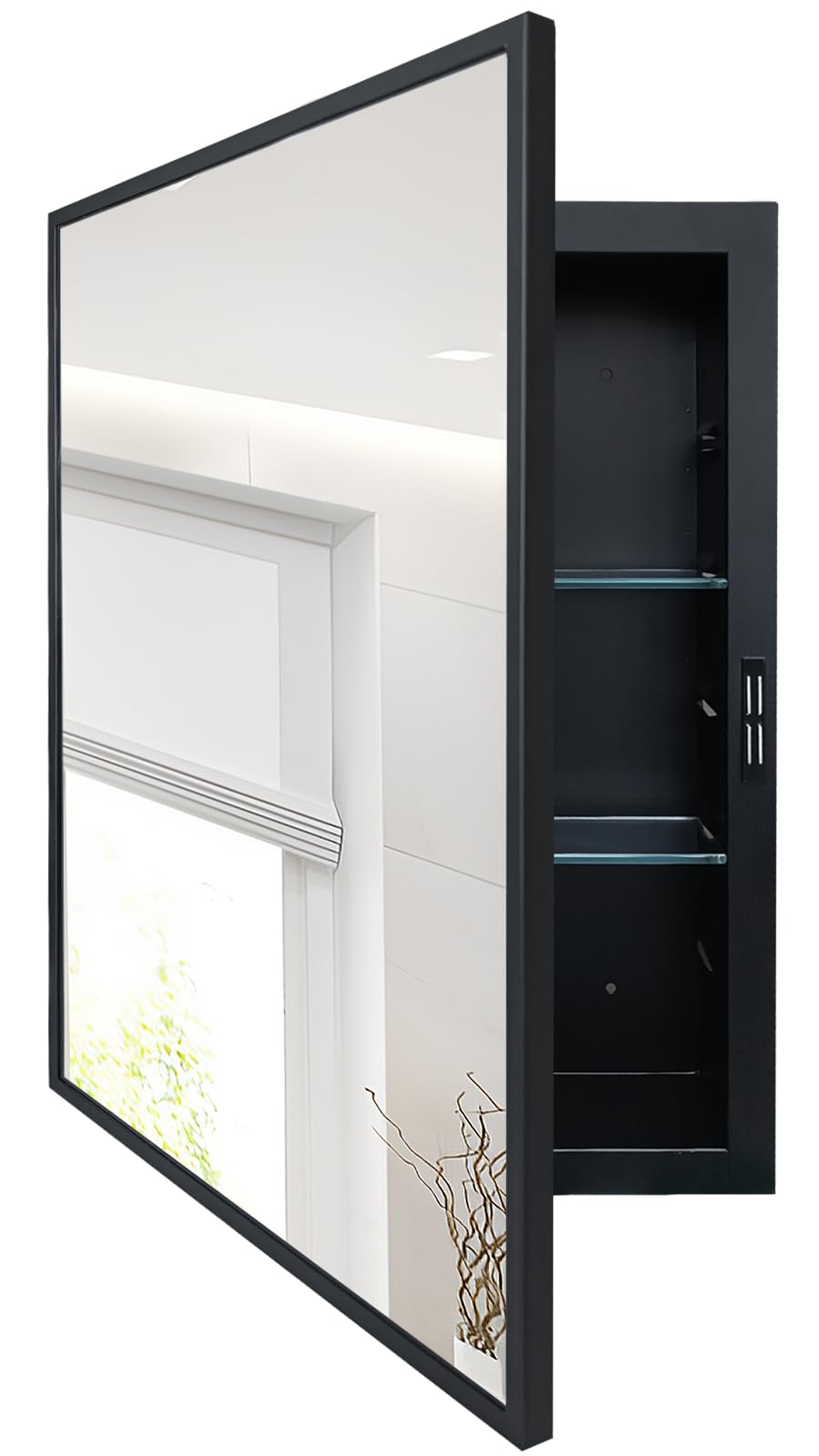 Recessed Medicine Cabinets with Mirror, Black Bathroom Mirror with Storage