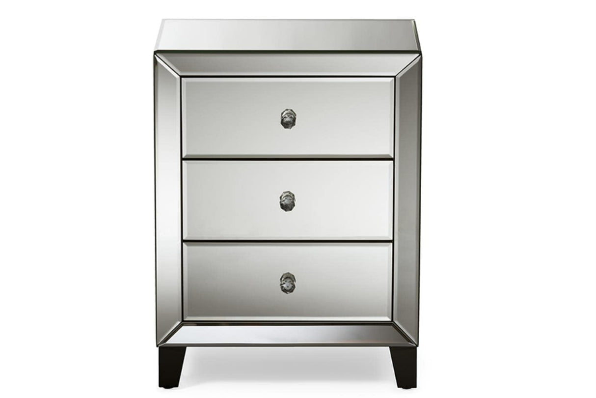 Chevron End Table, Medium, Silver