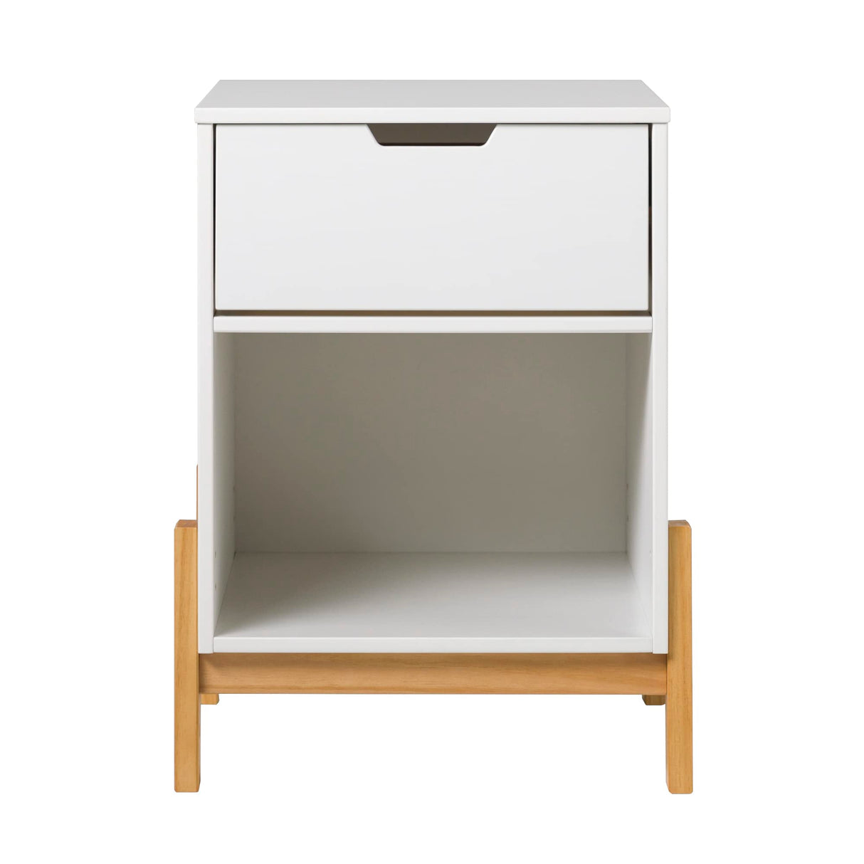 Freja Scandi Minimalist 1-Drawer Solid Wood Nightstand, 16 Inch, White
