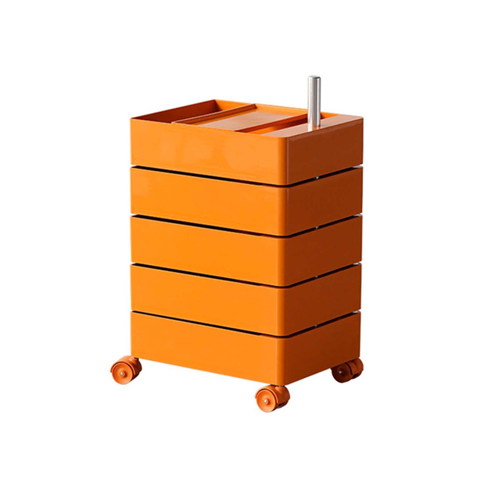 Versatile 5 Drawer Chest with Wheels, Modern Night Stand with Rotating Drawers