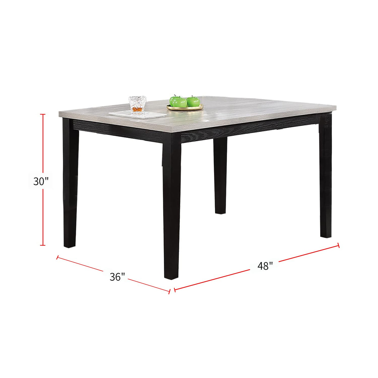 Dining Set with Four Chairs, Black and Grey