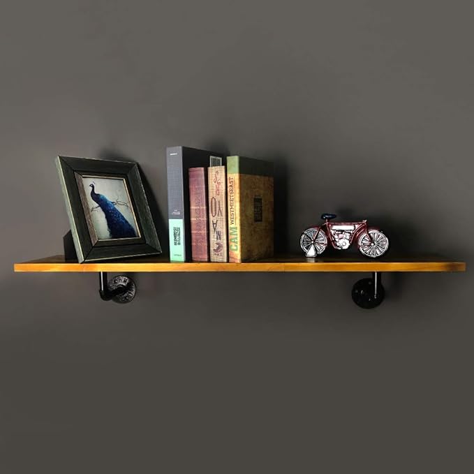 Industrial Pipe Floating Shelf Rustic Vintage Display Rack
