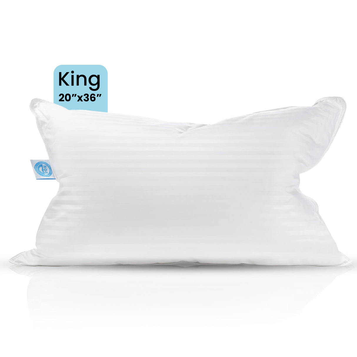 King Size 20x36 Inch Medium Support Goose Feather Down Pillows