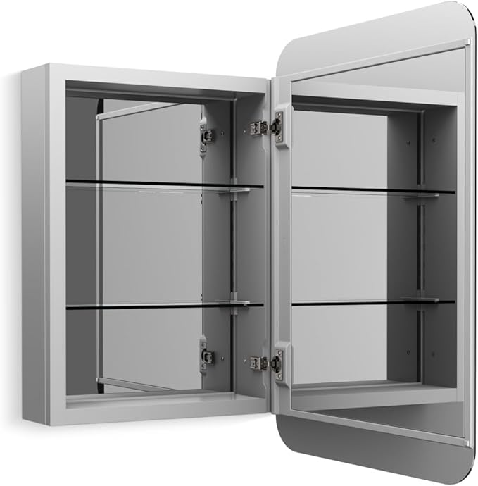 Embark Medicine Cabinet, Deep Storage with Adjustable Shelves and Arch Mirrored Door,