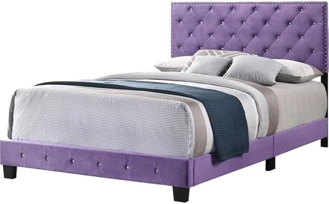 Glory Furniture Full Size Bed with Headboard, Footboard in Velvet