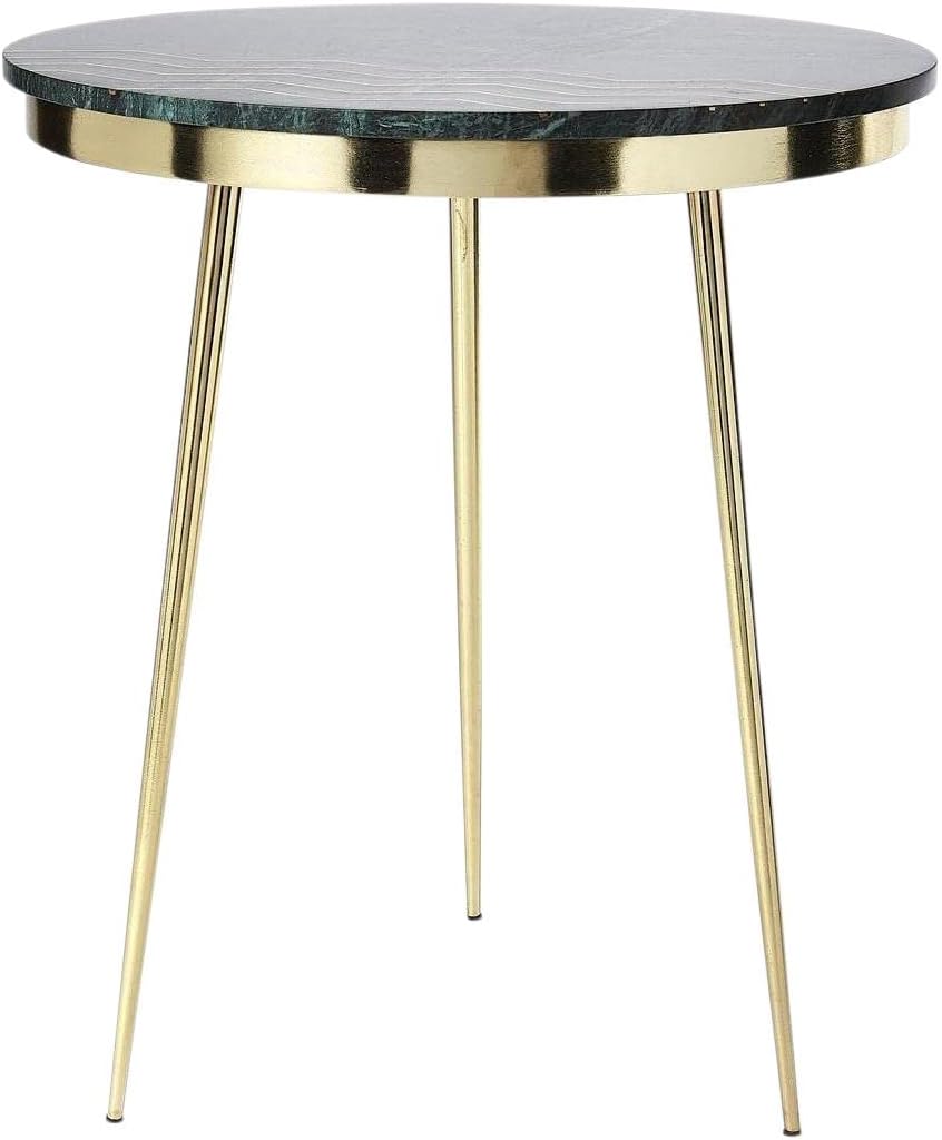 Hollings Marble and Brass Accent Table in Green
