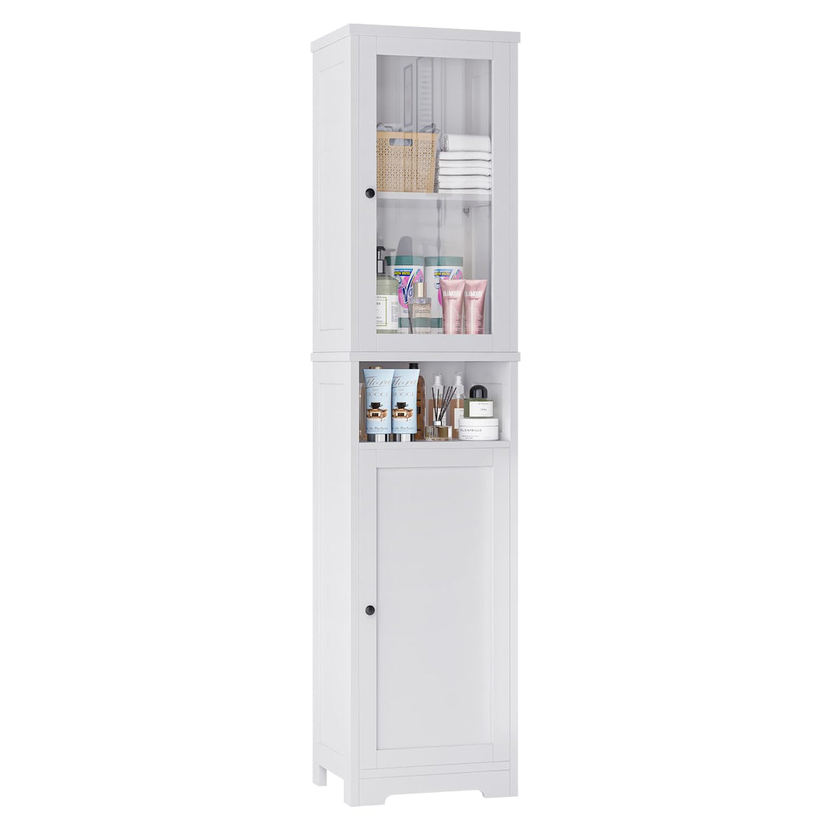 Bathroom Storage Cabinet with Acrylic Door, 67 Inches Tall Narrow Bathroom Storage