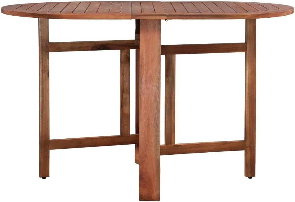 Solid Acacia Wood Patio Dining Table - Foldable Outdoor Furniture 47.2" Oval