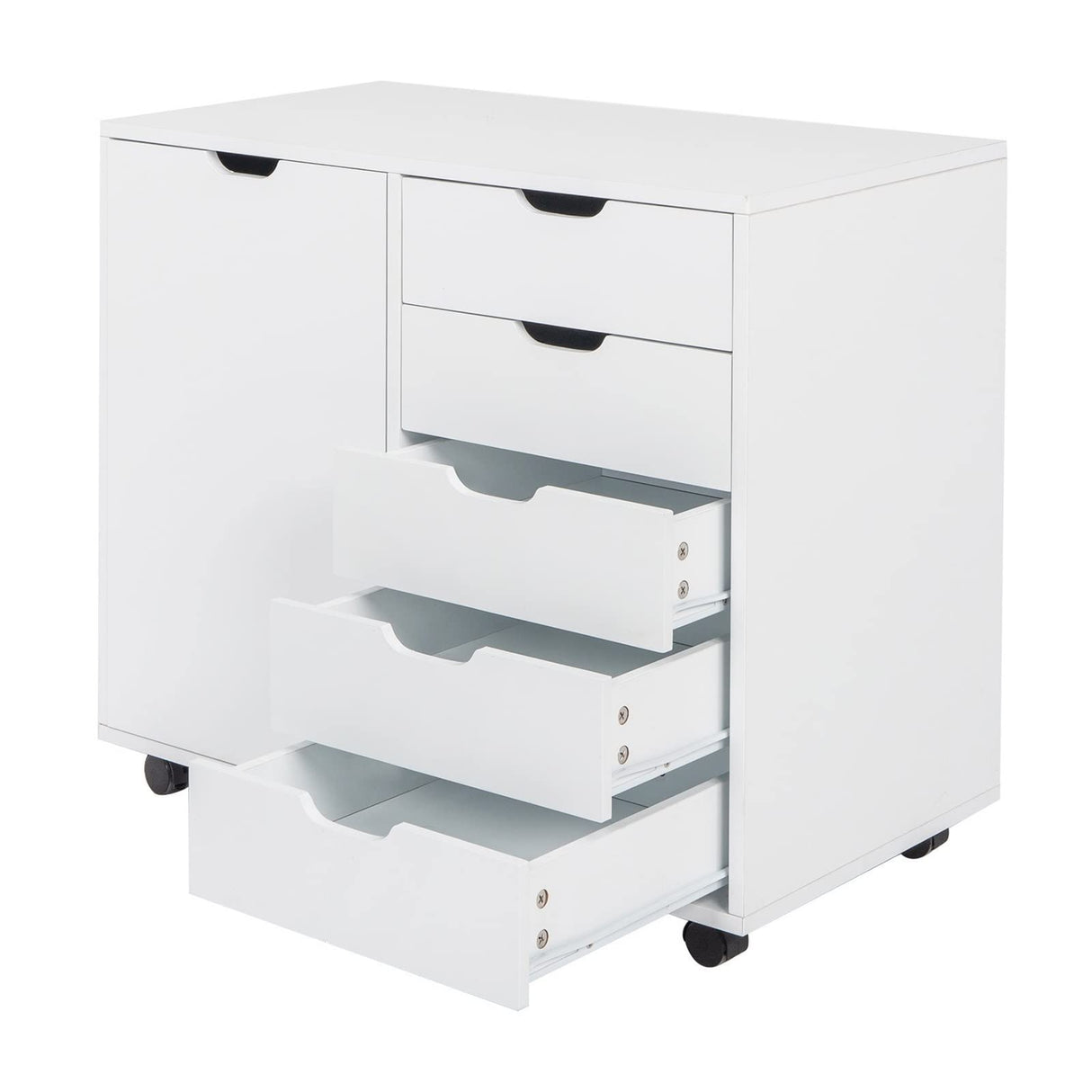 Wood Lateral File Cabinet 78x40.5x68CM Single Door 5 Drawers White Floor Storage