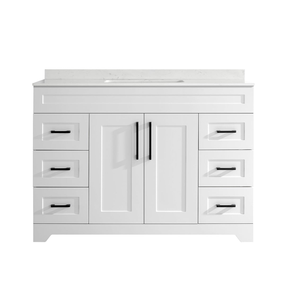 48" Luxurious Bathroom Vanity with White Stone Countertop and Rectangle Sink