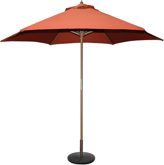 9 ft Wood Market Umbrella with Antique White Polyester Cover