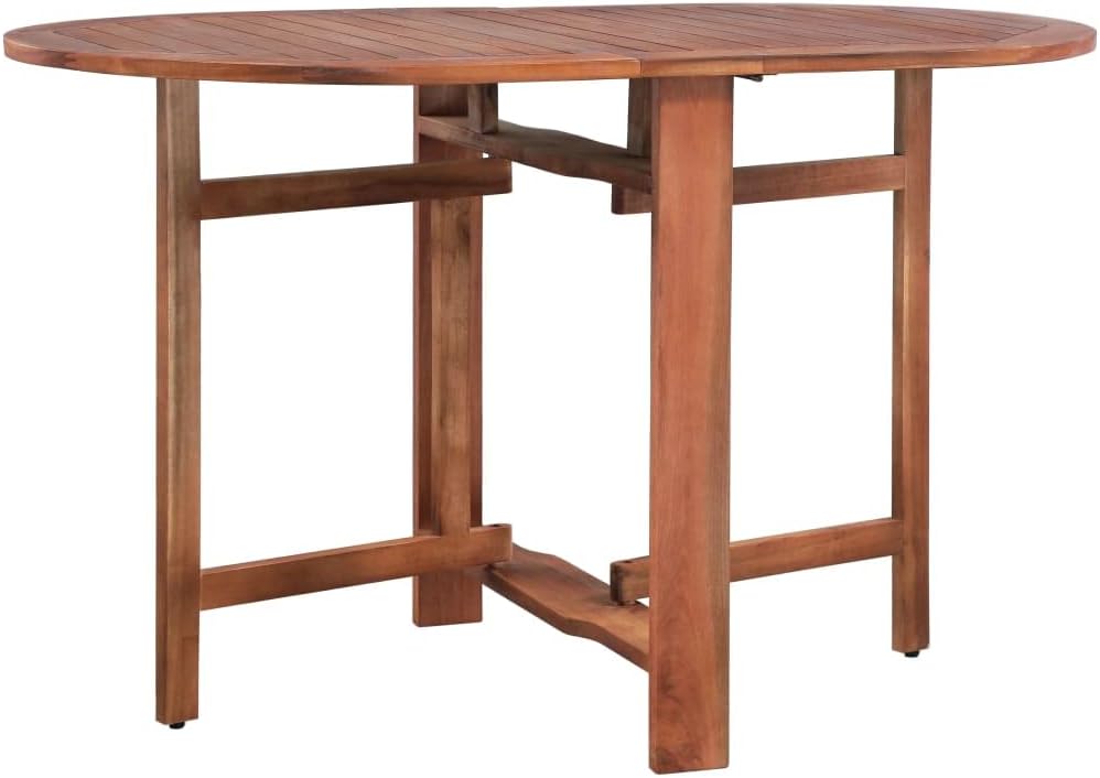 Solid Acacia Wood Patio Dining Table - Foldable Outdoor Furniture 47.2" Oval