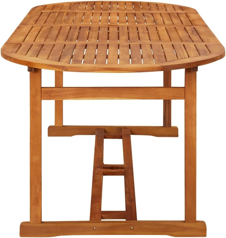 Solid Acacia Wood Patio Dining Table - 86.6" Outdoor Garden Furniture