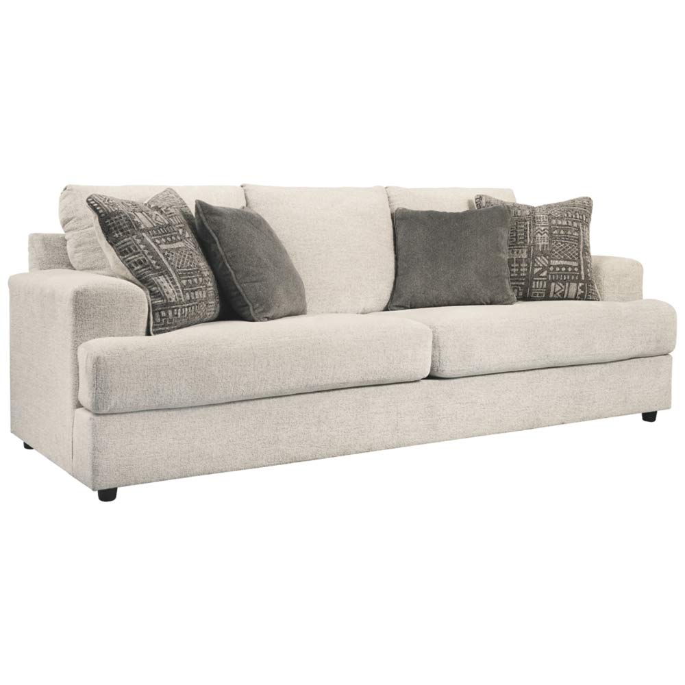 Soletren Contemporary Chenille Queen Sofa Sleeper with 4 Accent Pillows, Off-White